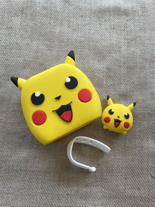 Protective Case Cover 4in1 Compatible with Apple 20W/18W iPhone USB-C Power Adapter Charger Protection Case with Wire Saver, 3D Cartoon Character Case 360 Degree Protection Cover(Pikachu)