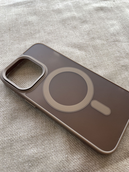iPhone 16 designer smoked case with camera protection and MagSafe charging