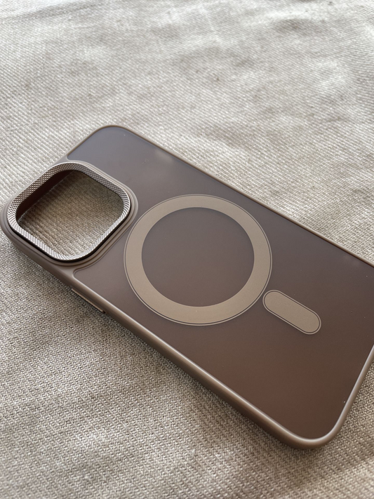 iPhone 16 designer smoked case with camera protection and MagSafe charging