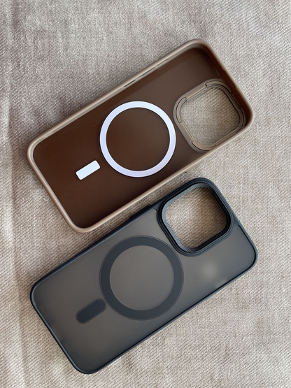 iPhone 16 designer smoked case with camera protection and MagSafe charging