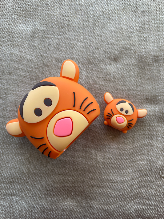 Protective Case Cover 4in1 Compatible with Apple 20W/18W iPhone USB-C Power Adapter Charger Protection Case with Wire Saver, 3D Cartoon Character Case 360 Degree Protection Cover(Cute Organic Tiger)